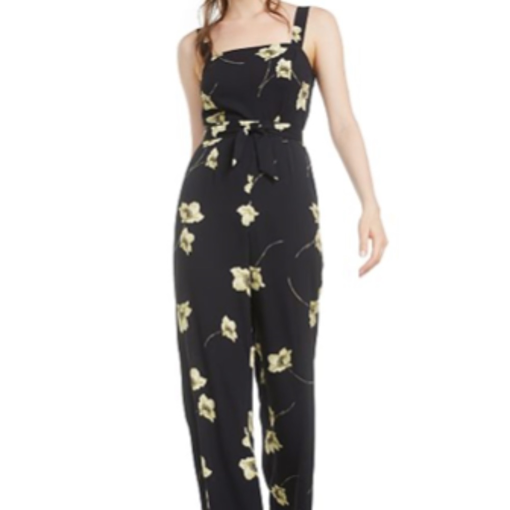 Bar III | Floral Tie- Waist Jumpsuit